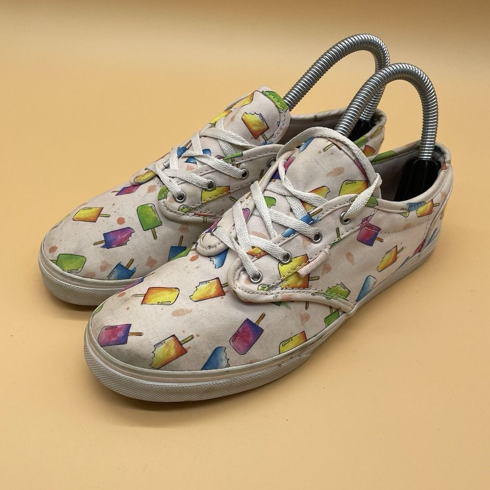 Vans Off The Wall Missy Size 5 Popsicle White Shoes Lace Up‎